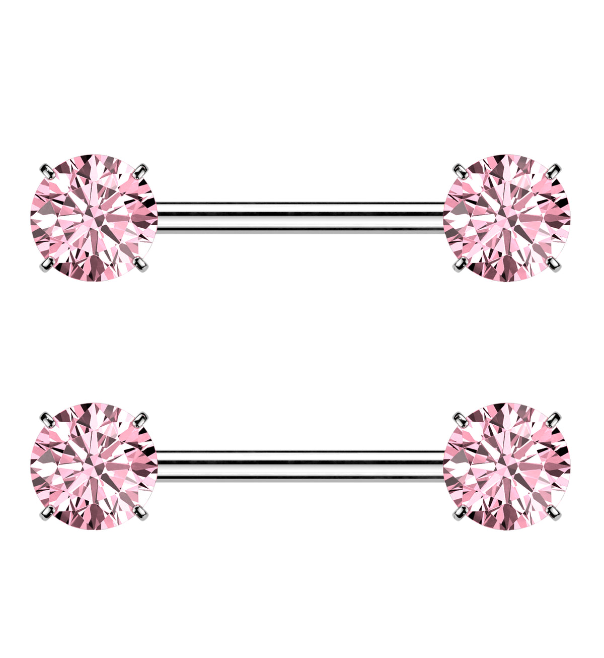 Pink CZ Titanium Threadless Nipple Barbells by Urban Body Jewelry