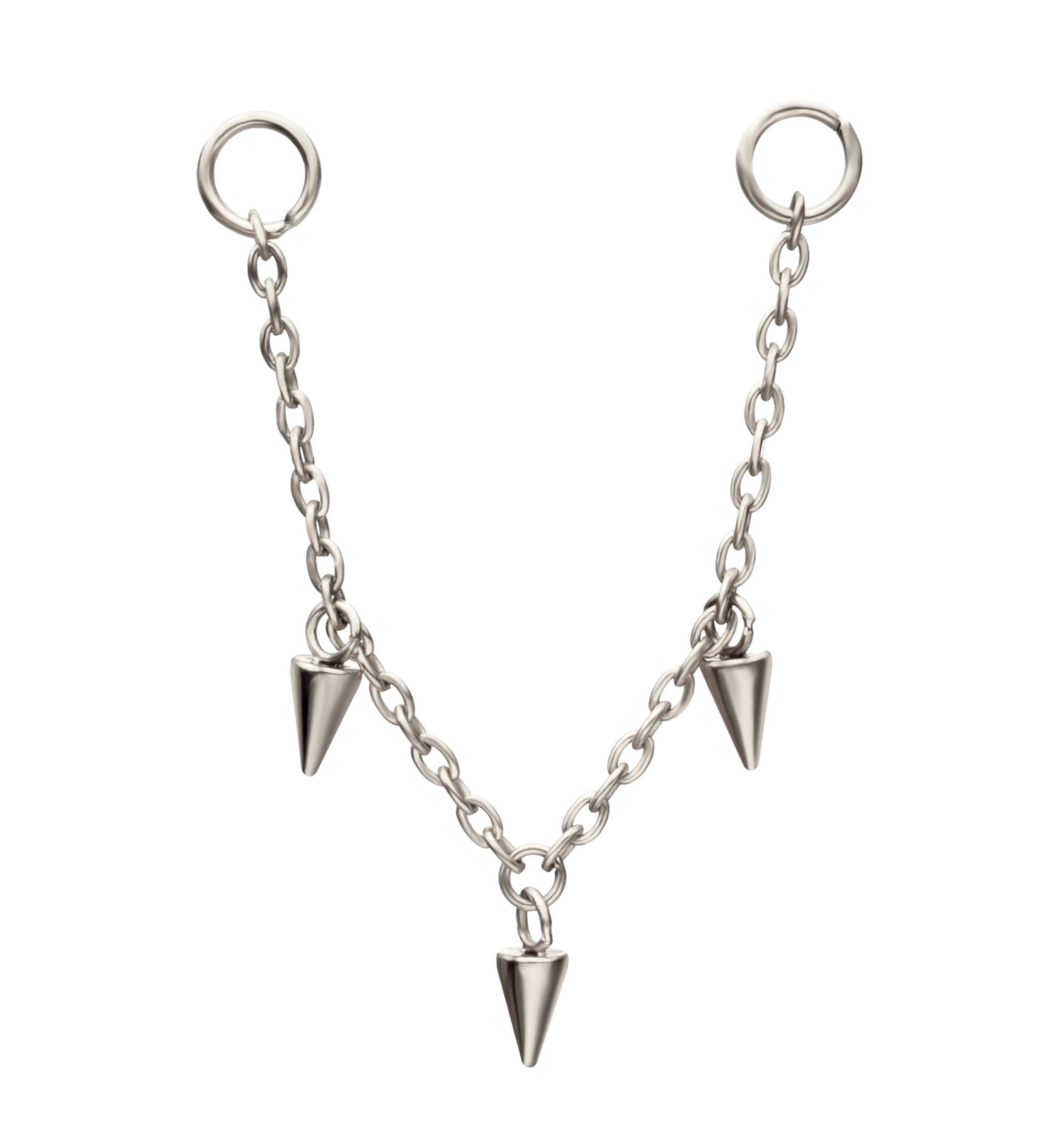 Platinum PVD Cone Dangle Titanium Connecting Piercing Chain