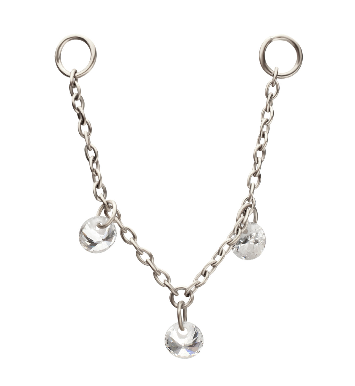 Platinum PVD CZ Dangle Titanium Connecting Piercing Chain