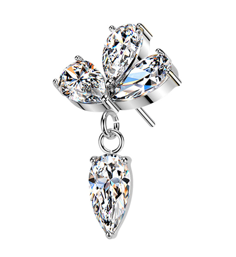 Plume CZ Dangle Titanium Threadless Top