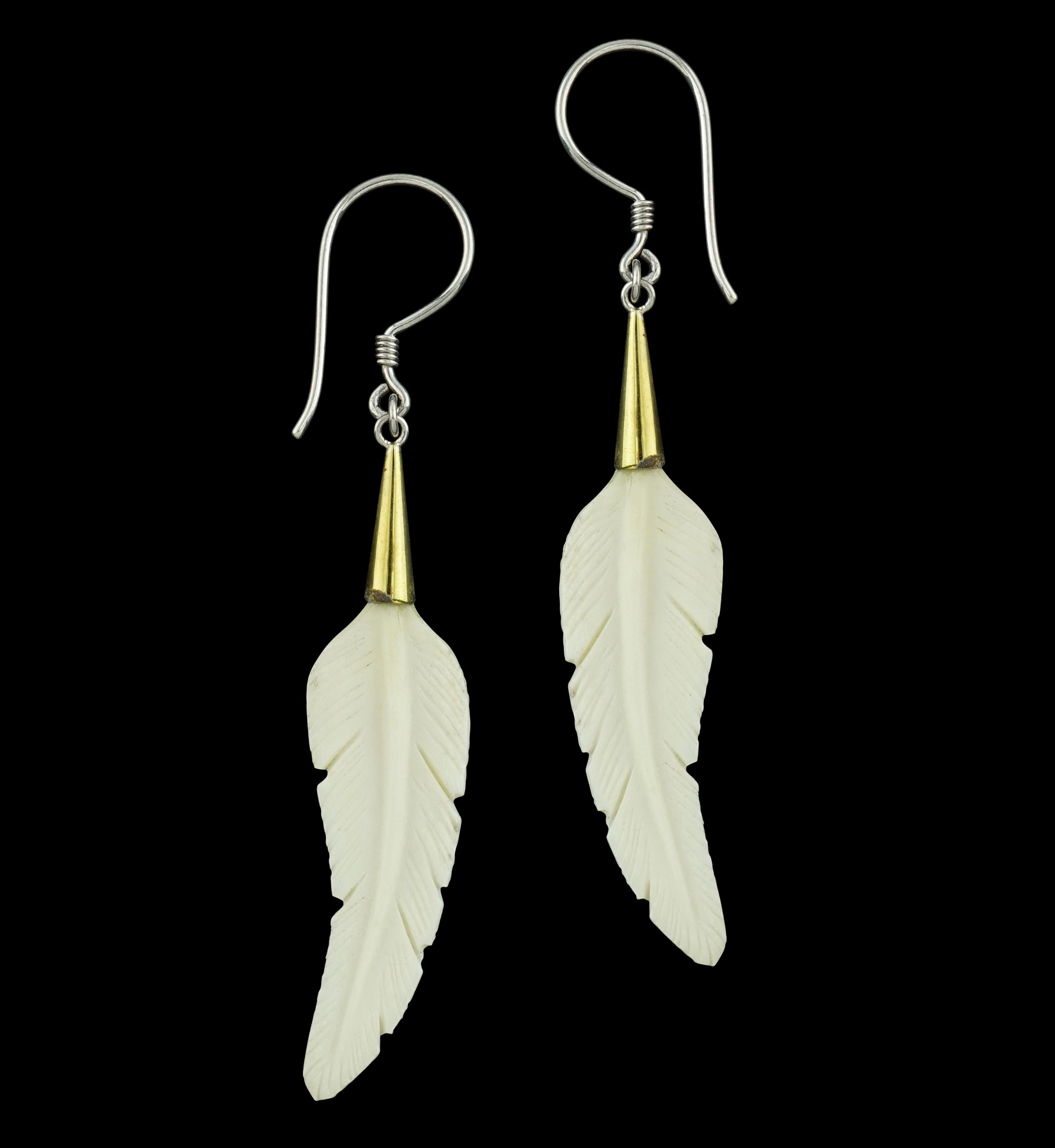 Pointed Feather Mother of Pearl Earrings