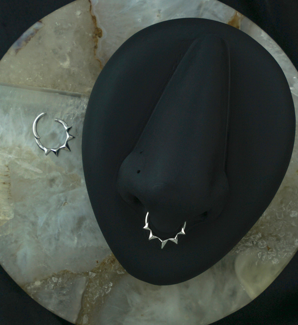 Polyhedra Spike Stainless Steel Hinged Segment Ring