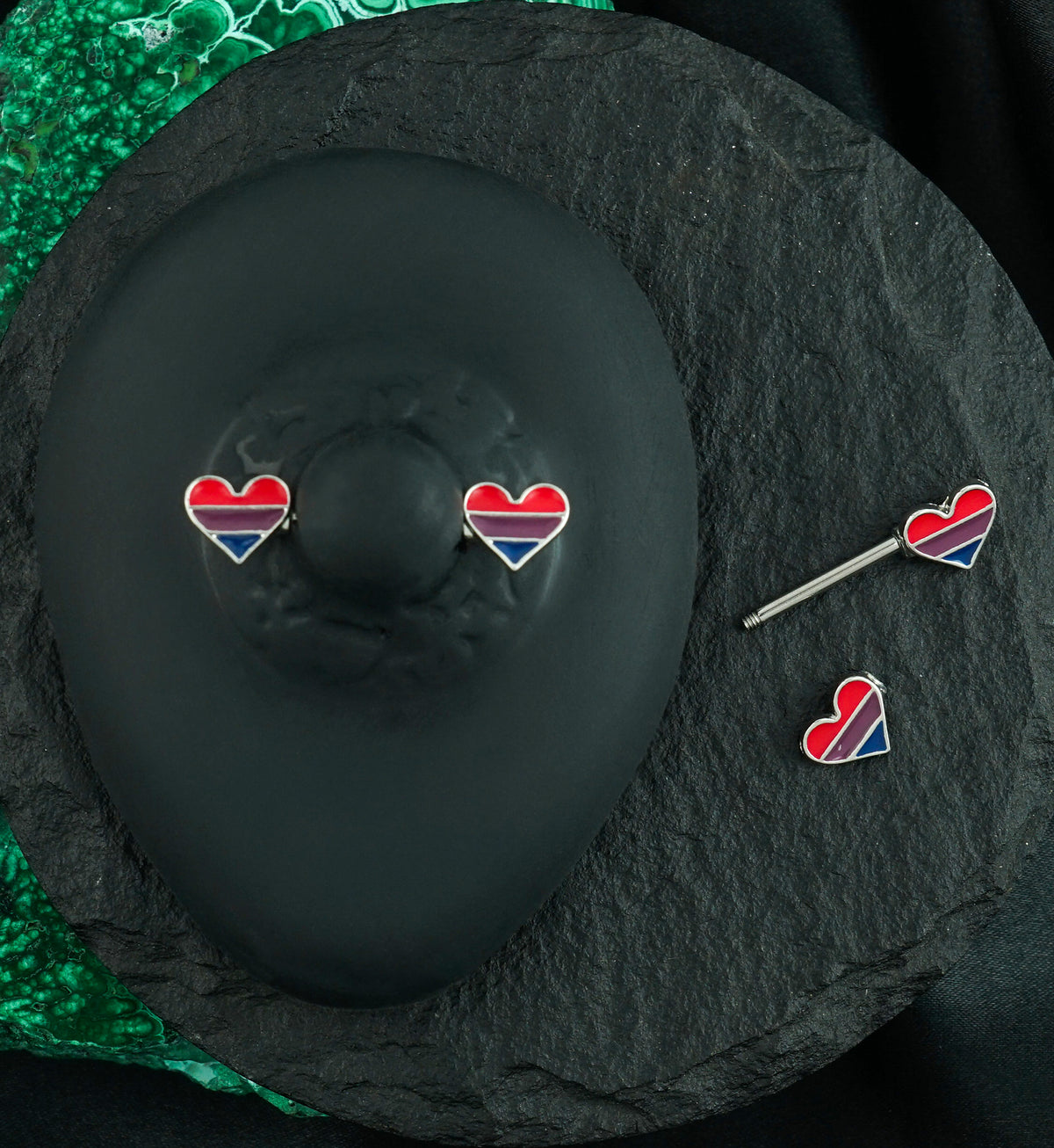 Pride Front Facing Heart Nipple Rings Version 3