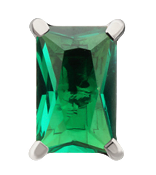 Prong Rectangle Emerald CZ Titanium Threadless Top