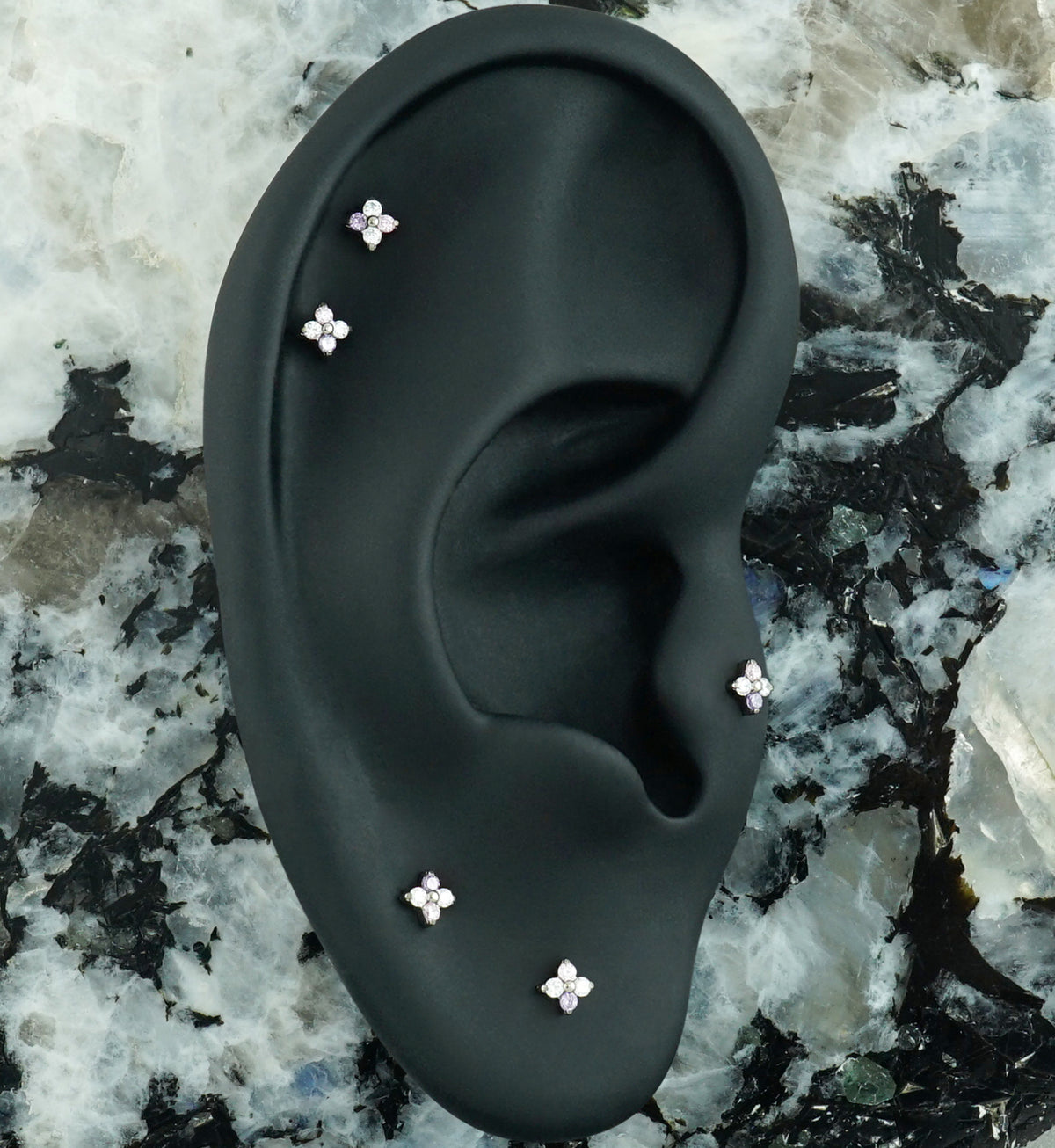 Quarterly Amethyst and Pink CZ Titanium Threadless Top