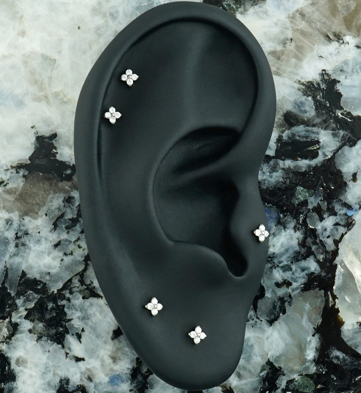 Quarterly Clear CZ Titanium Threadless Top