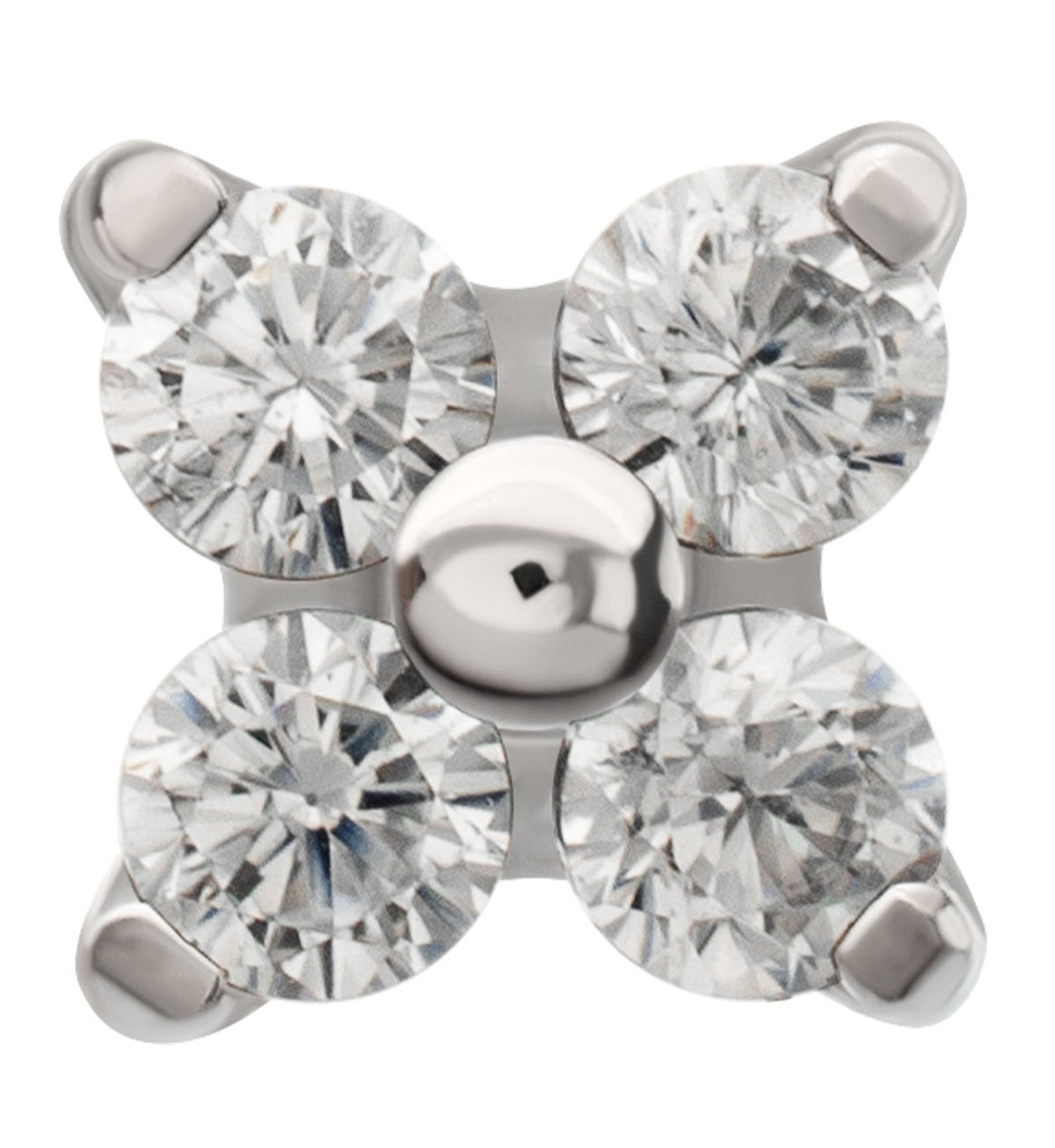 Quarterly Clear CZ Titanium Threadless Top by Urban Body Jewelry