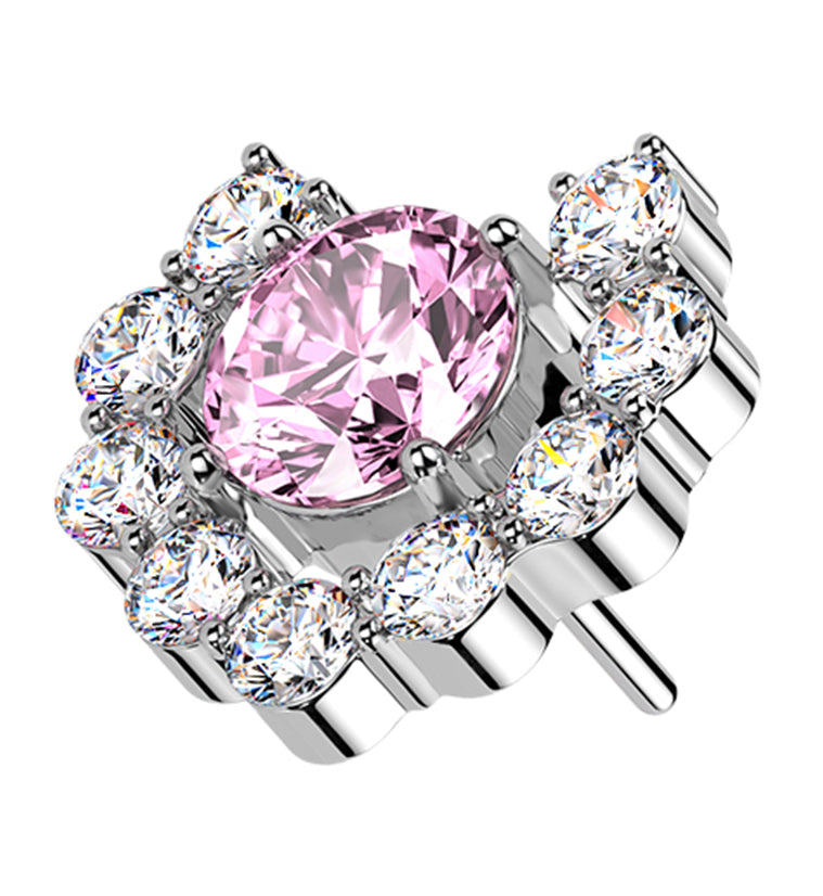 Radiant Horseshoe Pink CZ Titanium Threadless Top