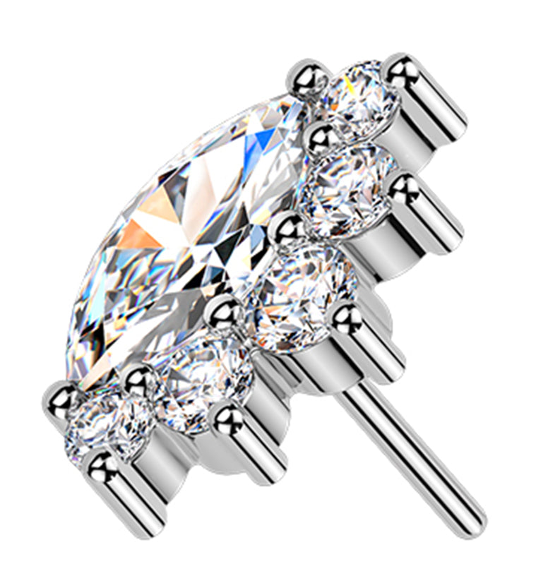 Radiating Marquise CZ Titanium Threadless Top