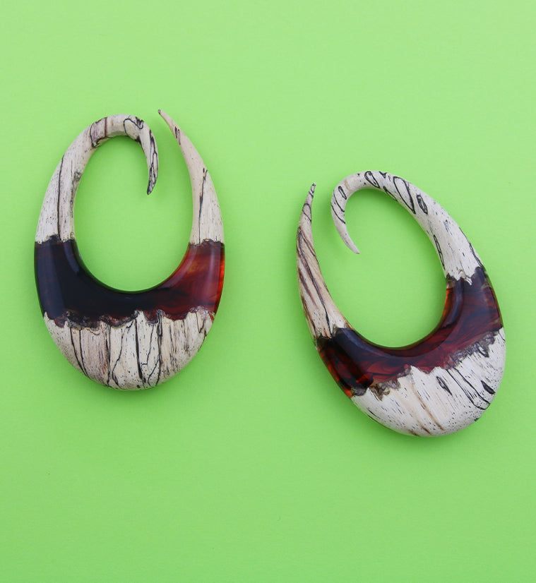 Red Resin Ellipse Tamarind Wood Ear Weights