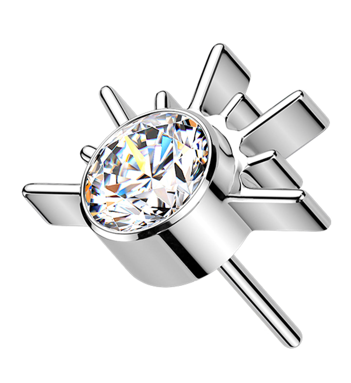 Rising Sun Clear CZ Titanium Threadless Top