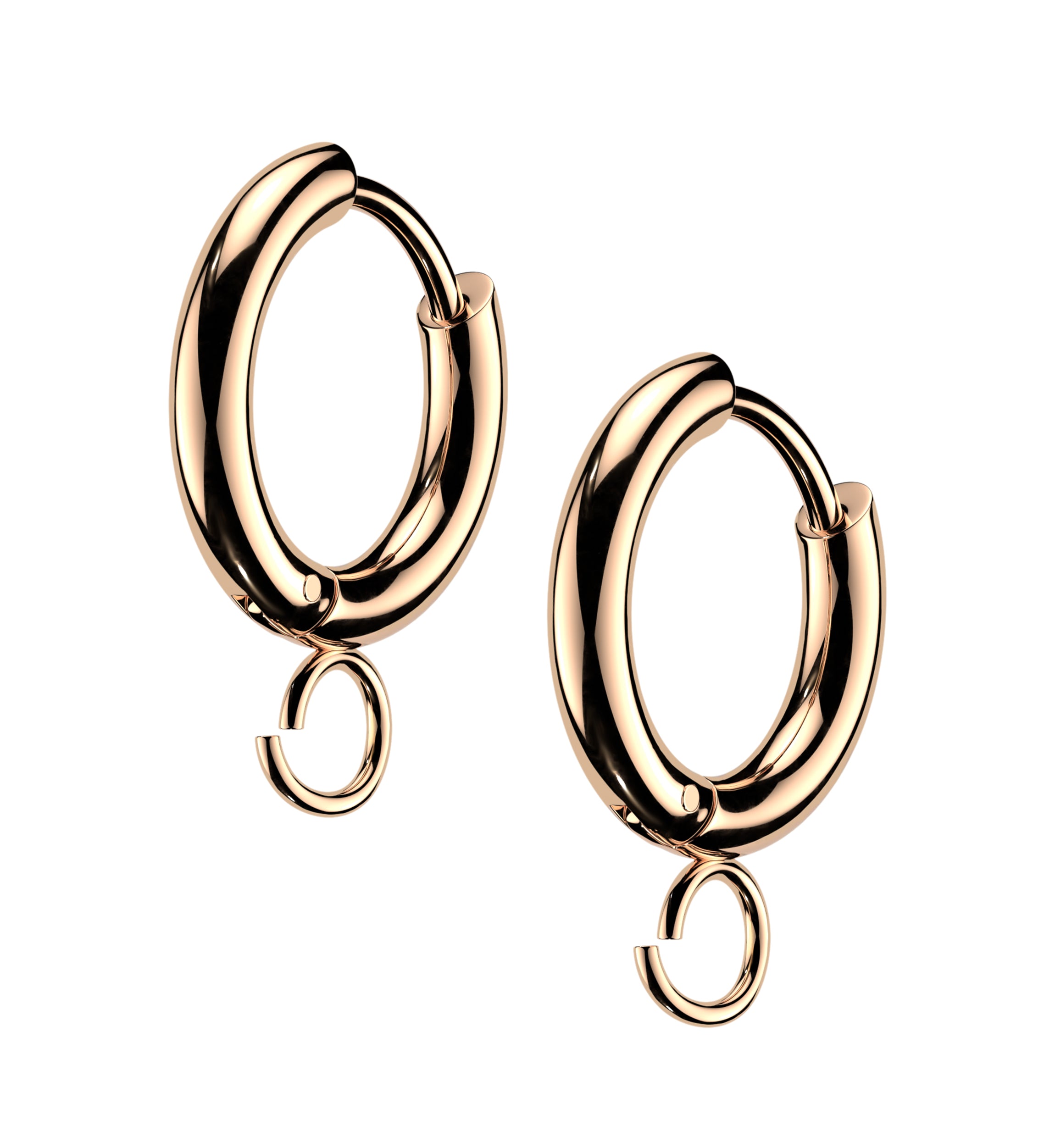 Rose Gold PVD Custom Stainless Steel Hinged Hoop Huggie Earrings