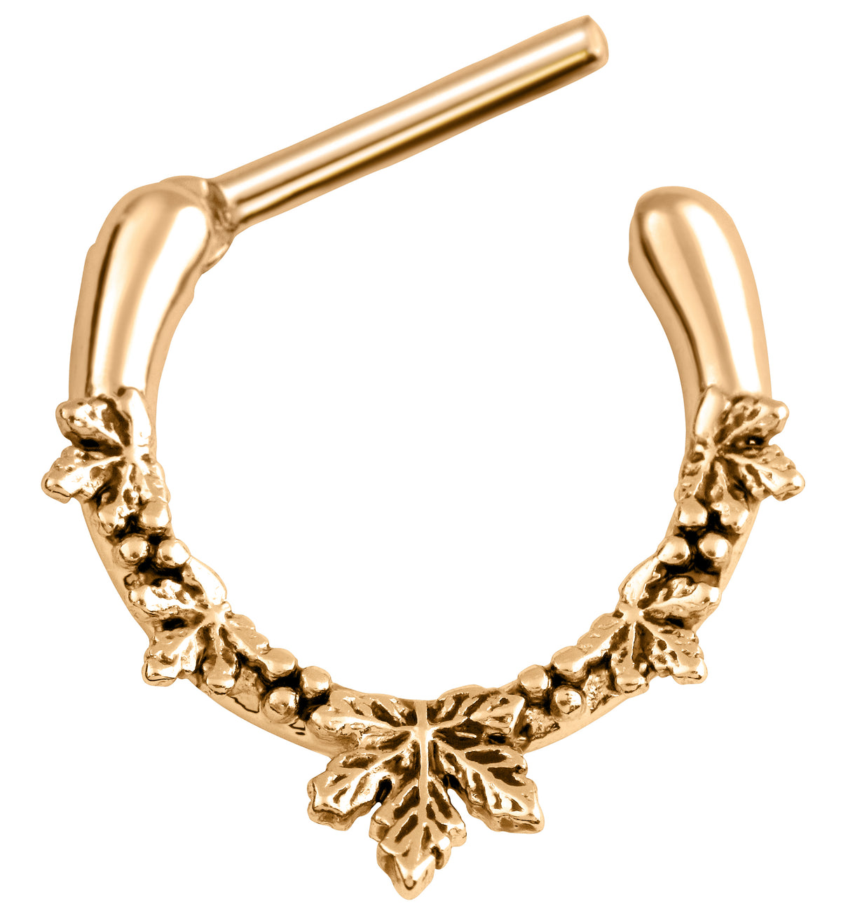 Rose Gold PVD Maple Leaf Stainless Steel Straight Hinged Segment Ring