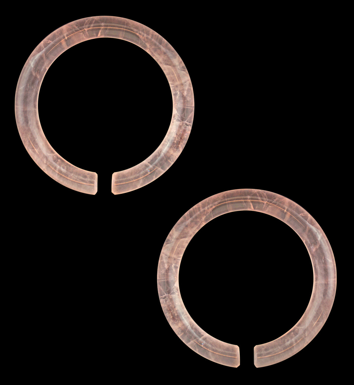 Rose Quartz Stone Hoop Plugs