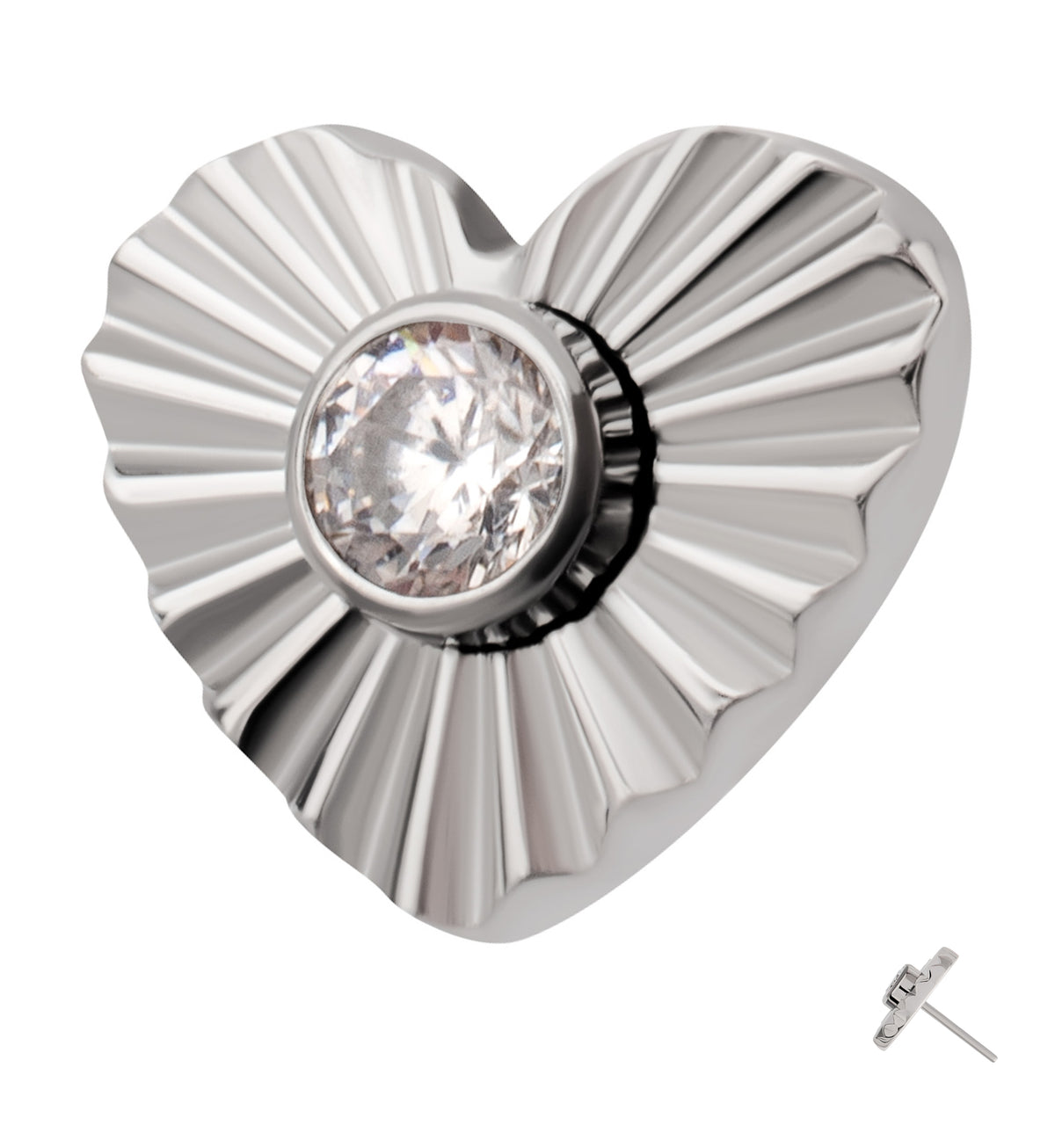 Score Heart Clear CZ Titanium Threadless Top