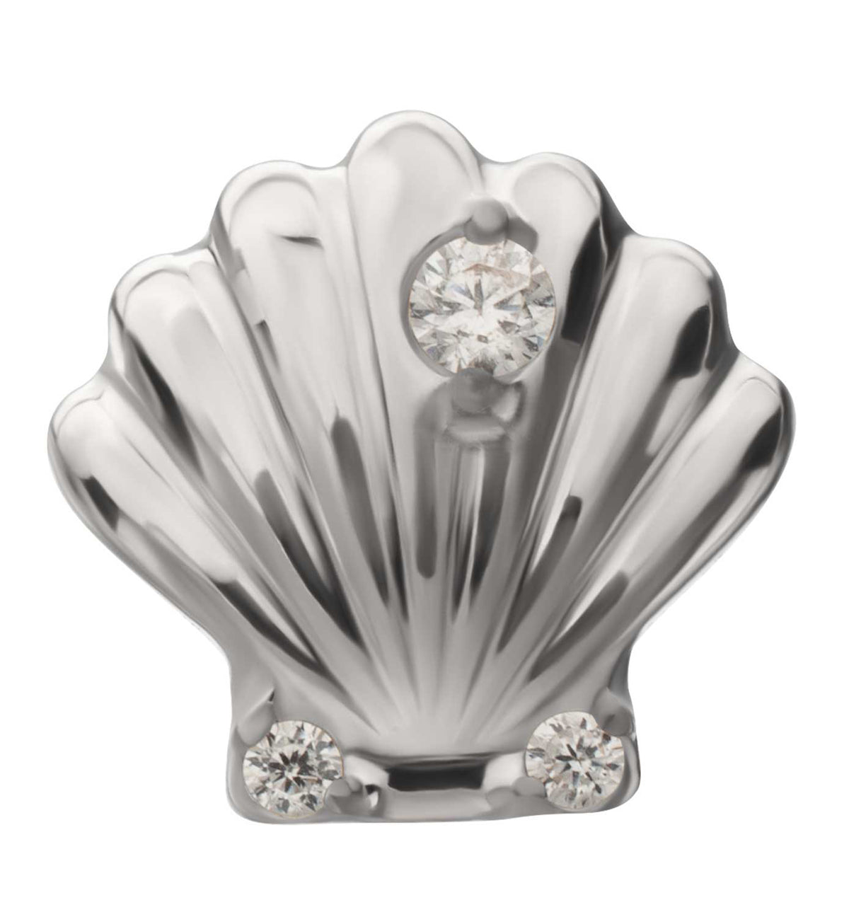 Sea Shell Clear CZ Titanium Threadless Top