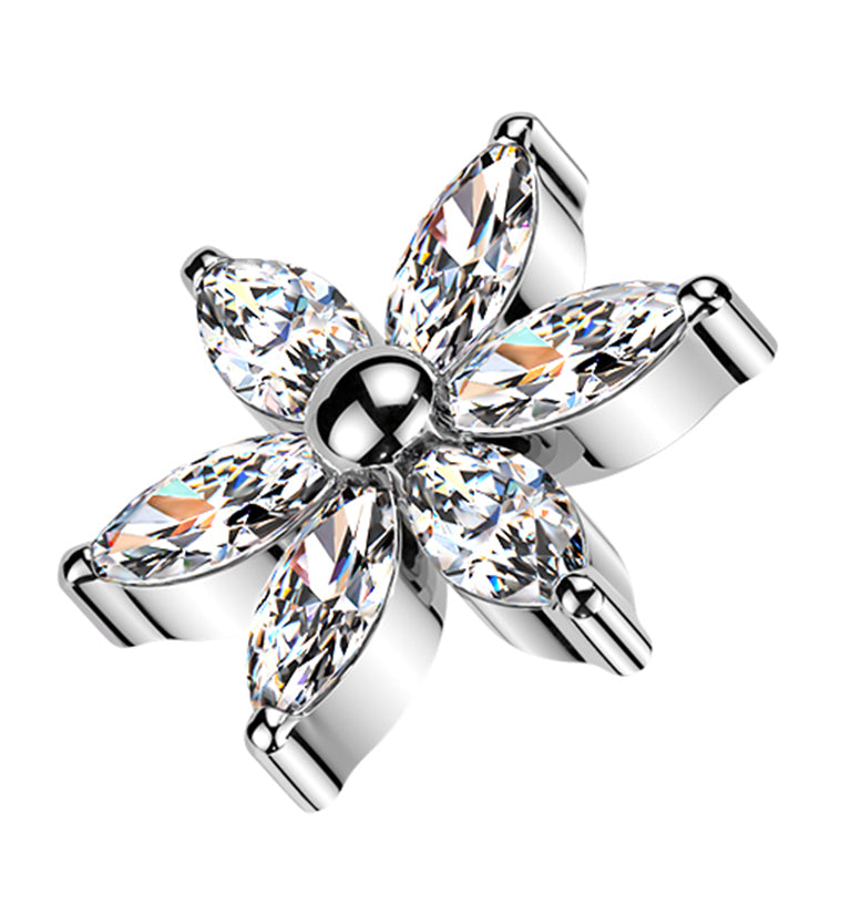 Senary Flower Clear CZ Titanium Internally Threaded Top
