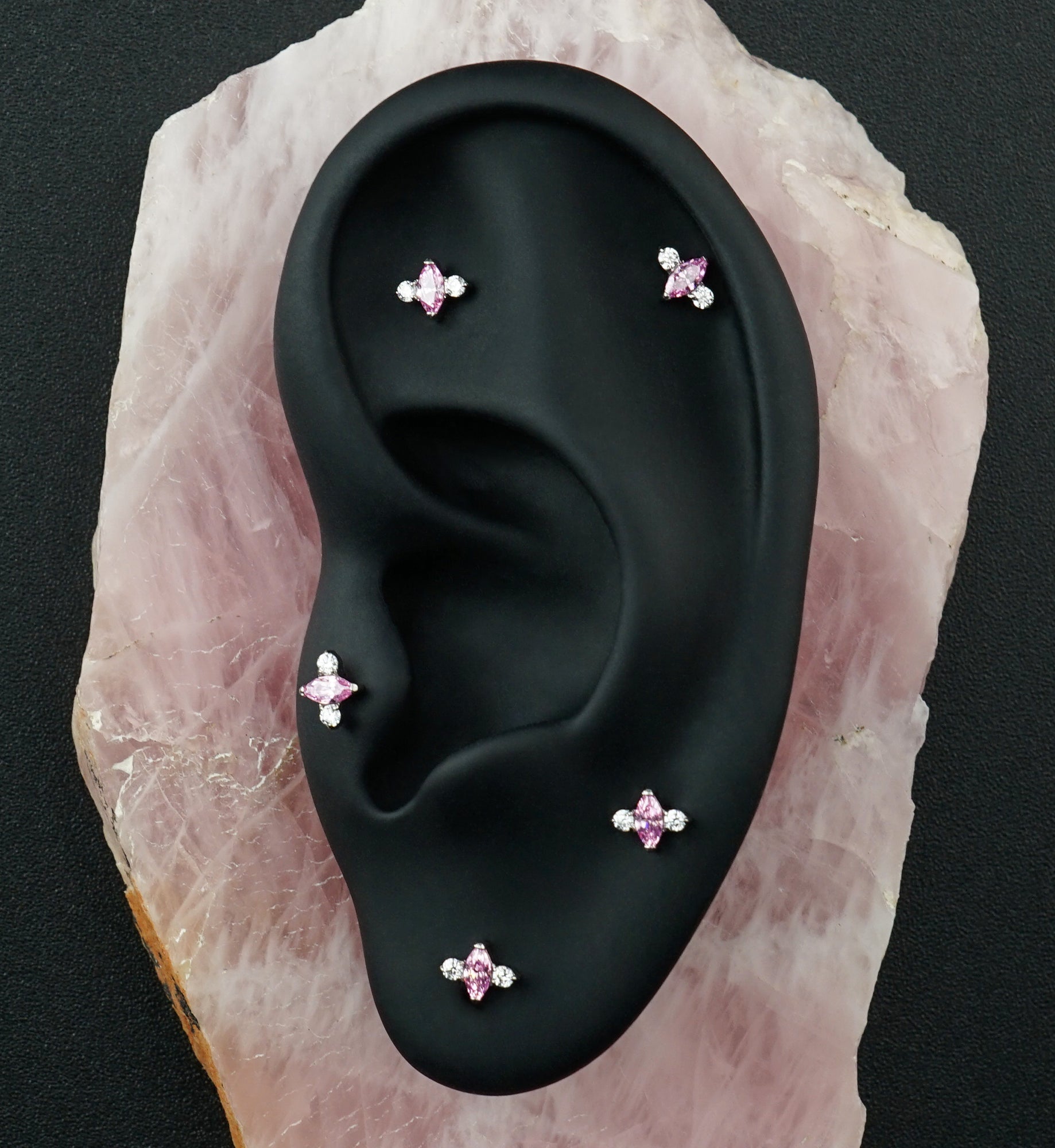 Sidekick Trio Pink CZ Titanium Threadless Top