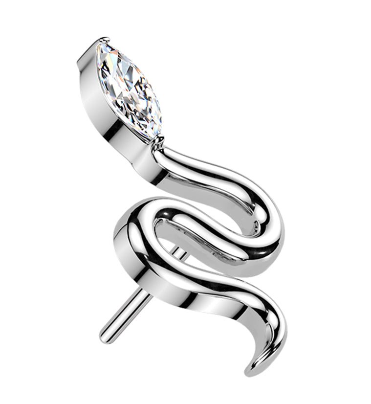 Slithery Snake Clear CZ Titanium Threadless Top