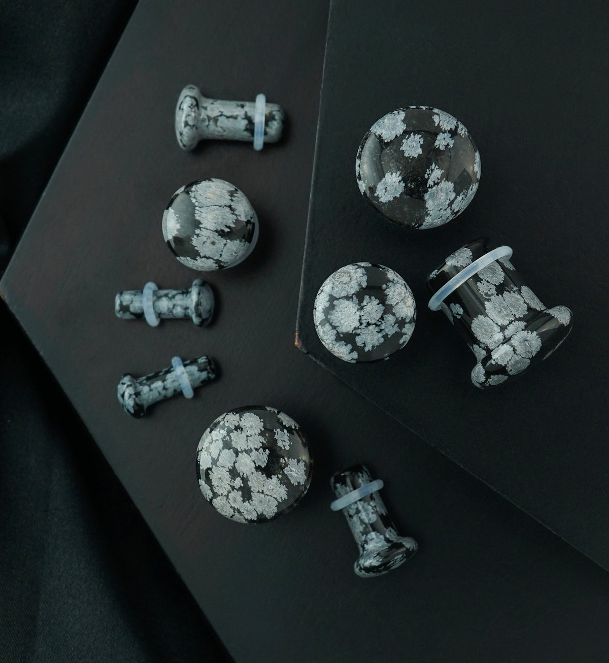 Snowflake Obsidian Single Flare Stone Plugs