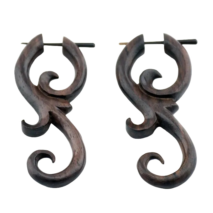 Sono Wooden Divine Spiral Post Earrings