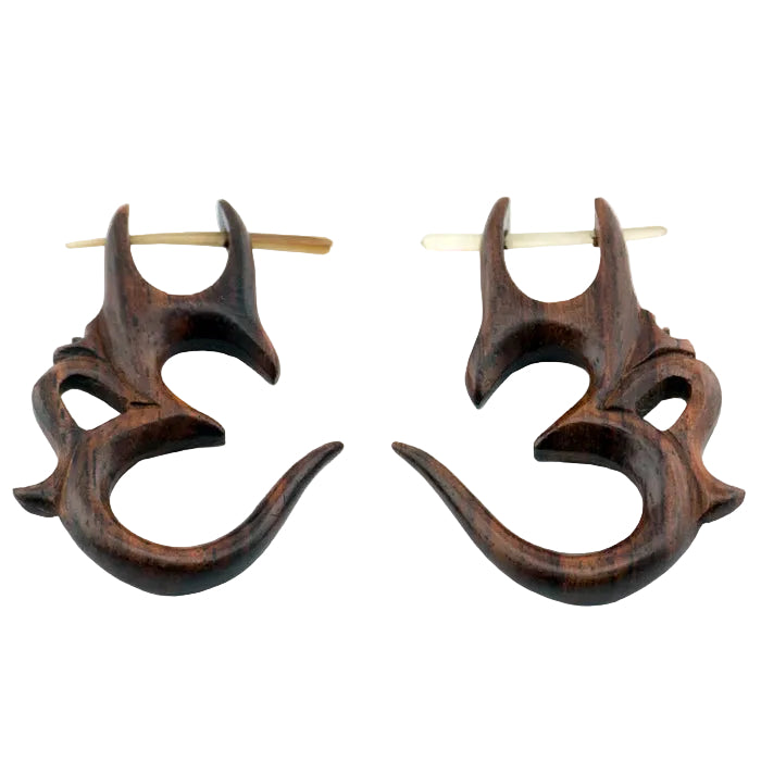 Sono Wooden Om Post Earrings