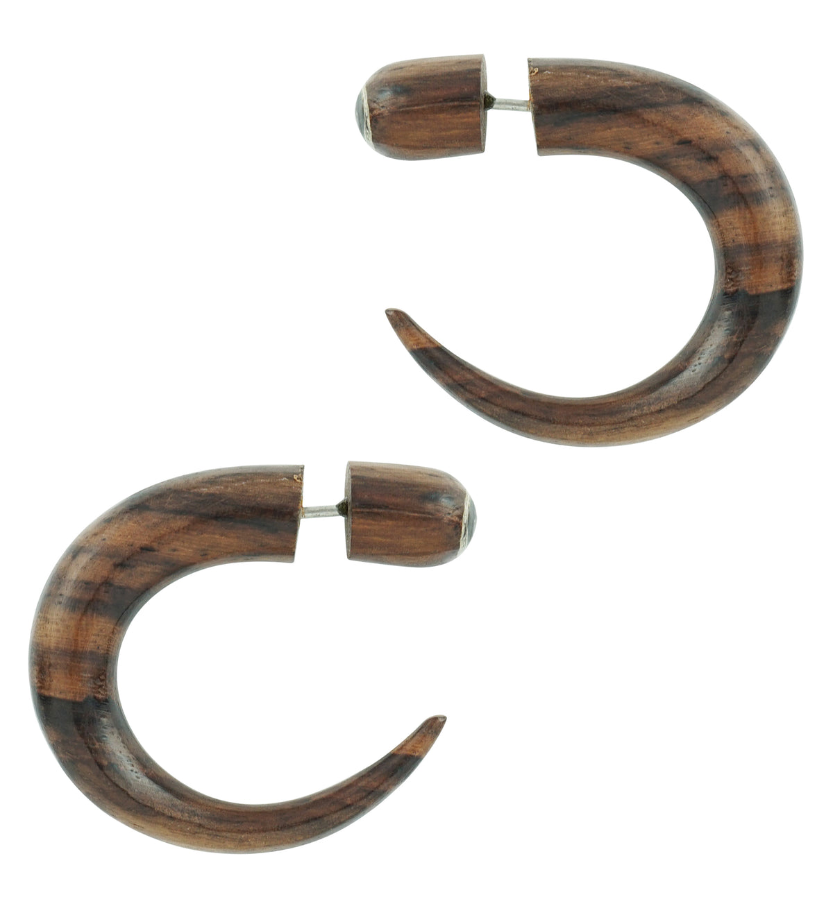 Sono Wooden Talon with Abalone Shell Top Fake Gauges Earrings