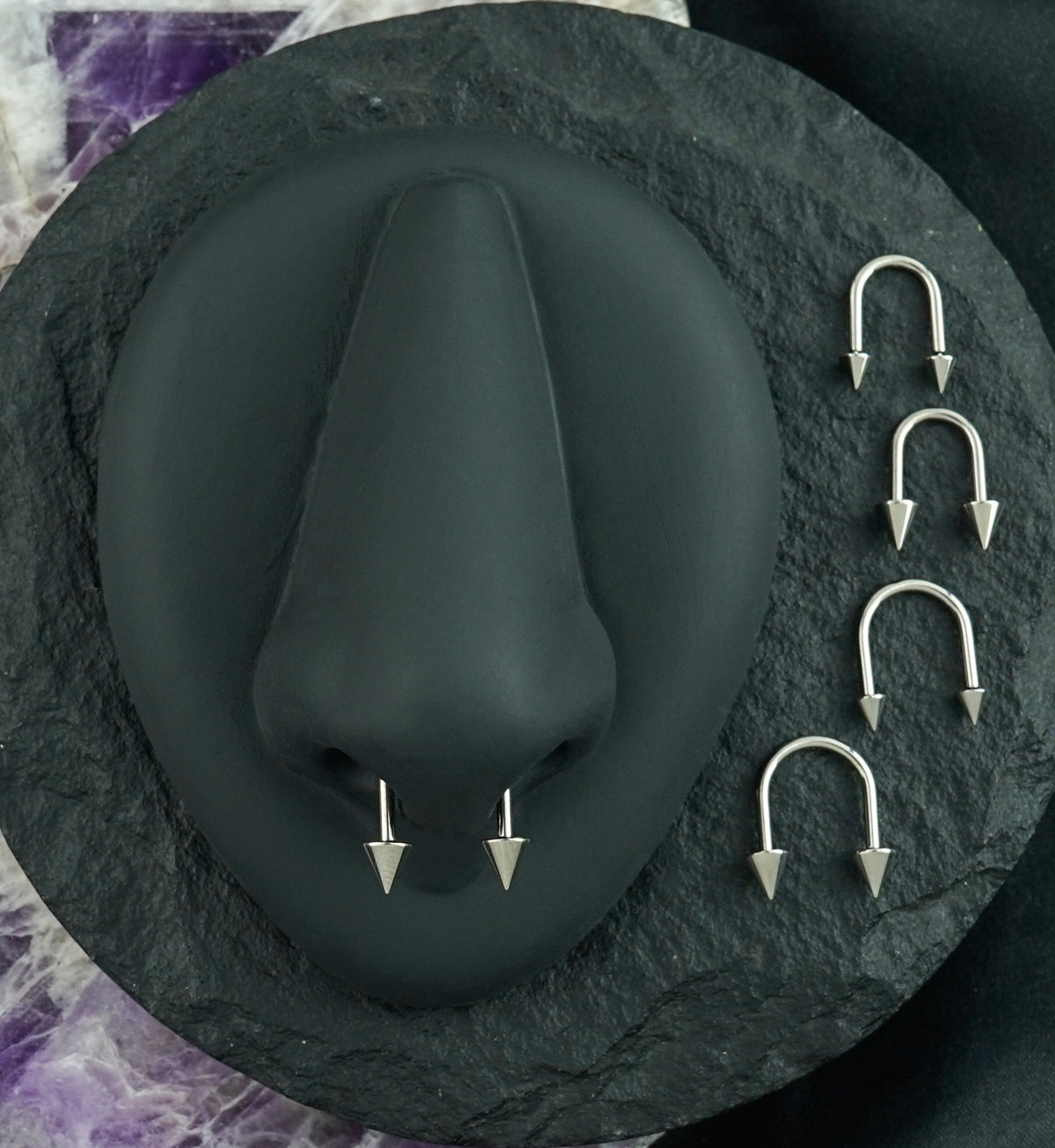Spike U-Shape Titanium Threadless Circular Barbell