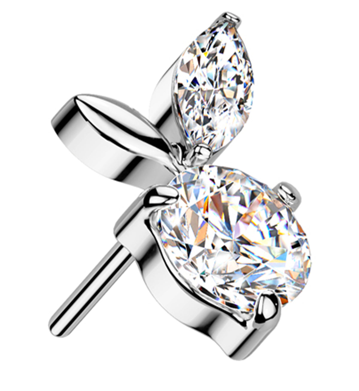 Sprout Leaves Clear CZ Titanium Threadless Top
