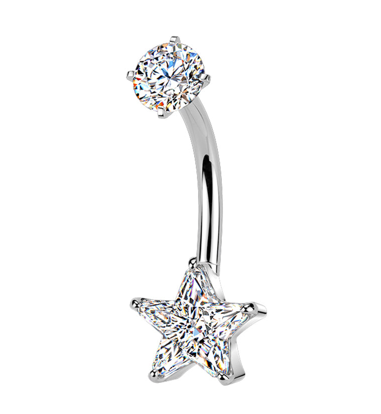 Star CZ Stainless Steel Internally Threaded Belly Button Ring