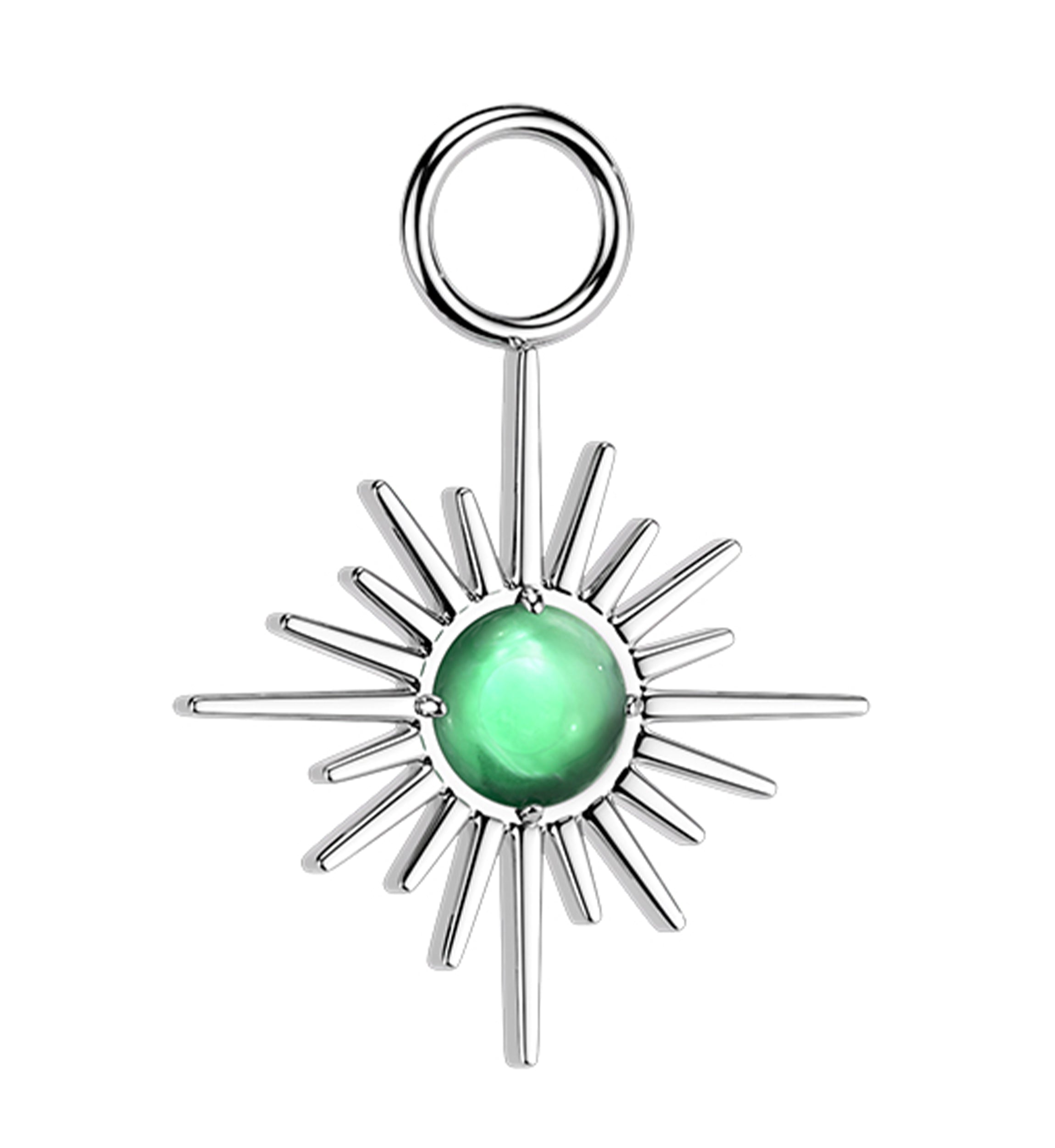 Starburst Green Onyx Stone Titanium Charm