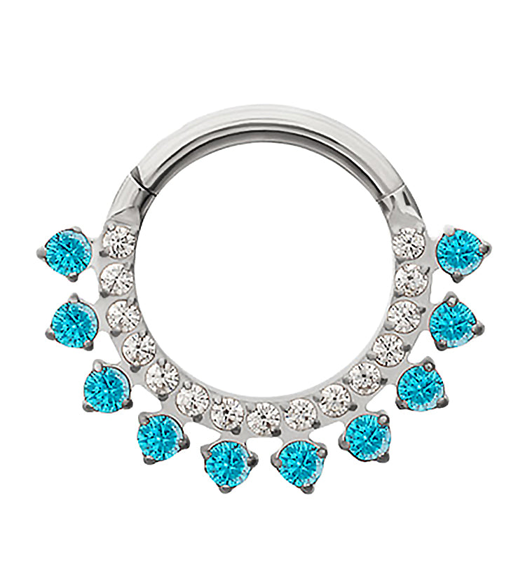 Stonepath Blue Topaz CZ Titanium Hinged Segment Ring