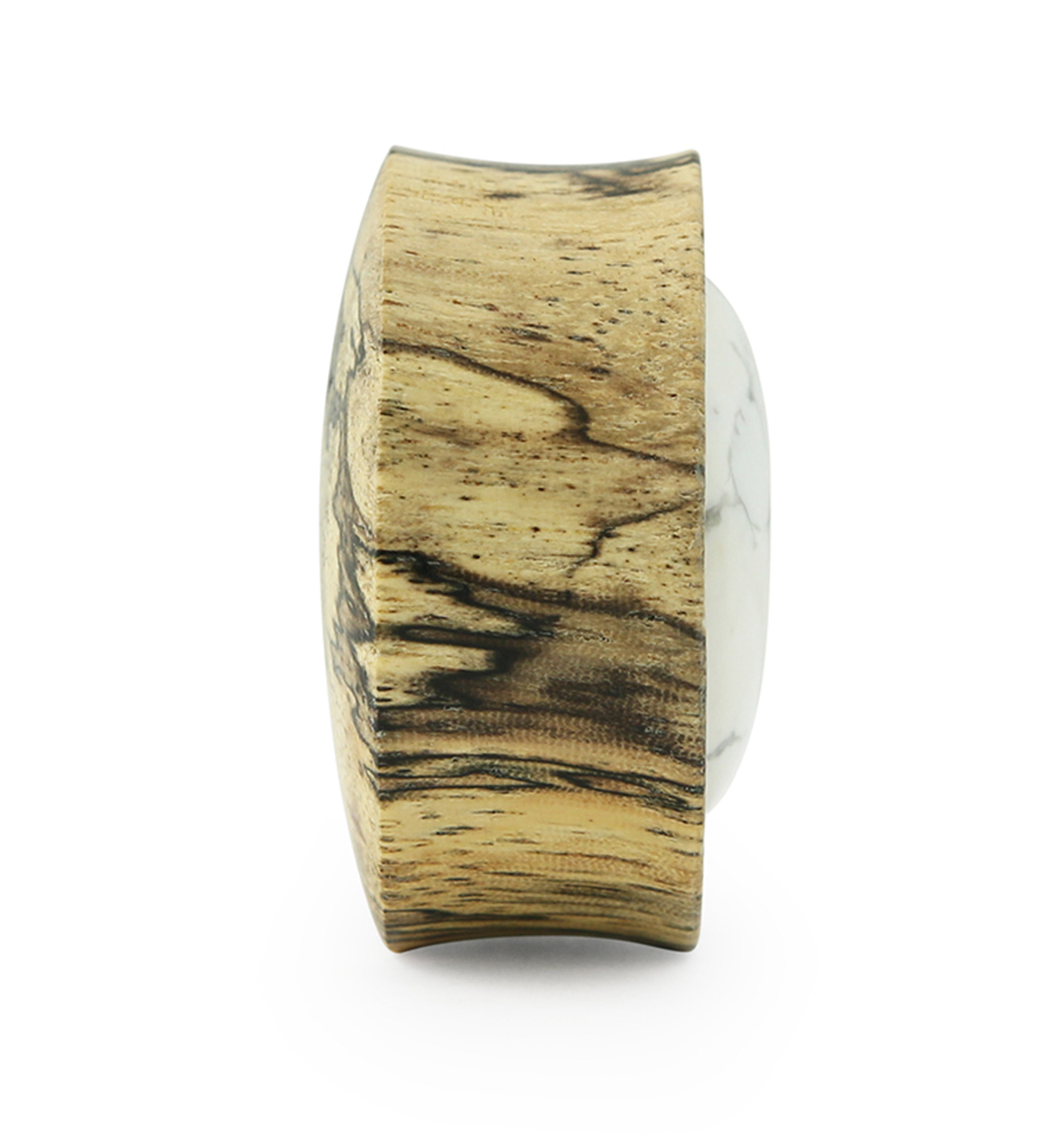 Tamarind Wood Double Flare Plugs With Howlite Stone Inlay