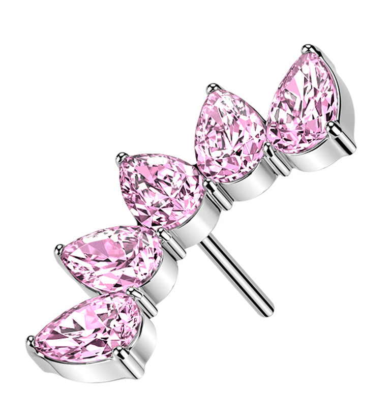 Teardrop Arch Pink CZ Titanium Threadless Top
