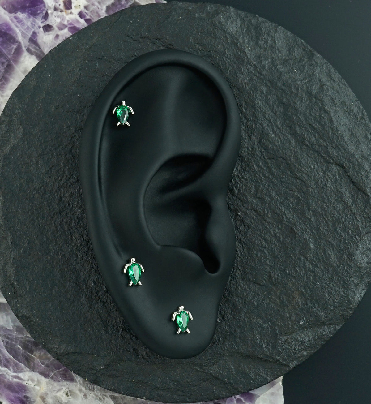 Terrapin Emerald CZ Titanium Threadless Top