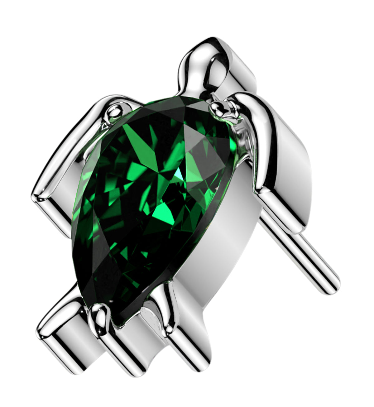 Terrapin Emerald CZ Titanium Threadless Top by Urban Body Jewelry