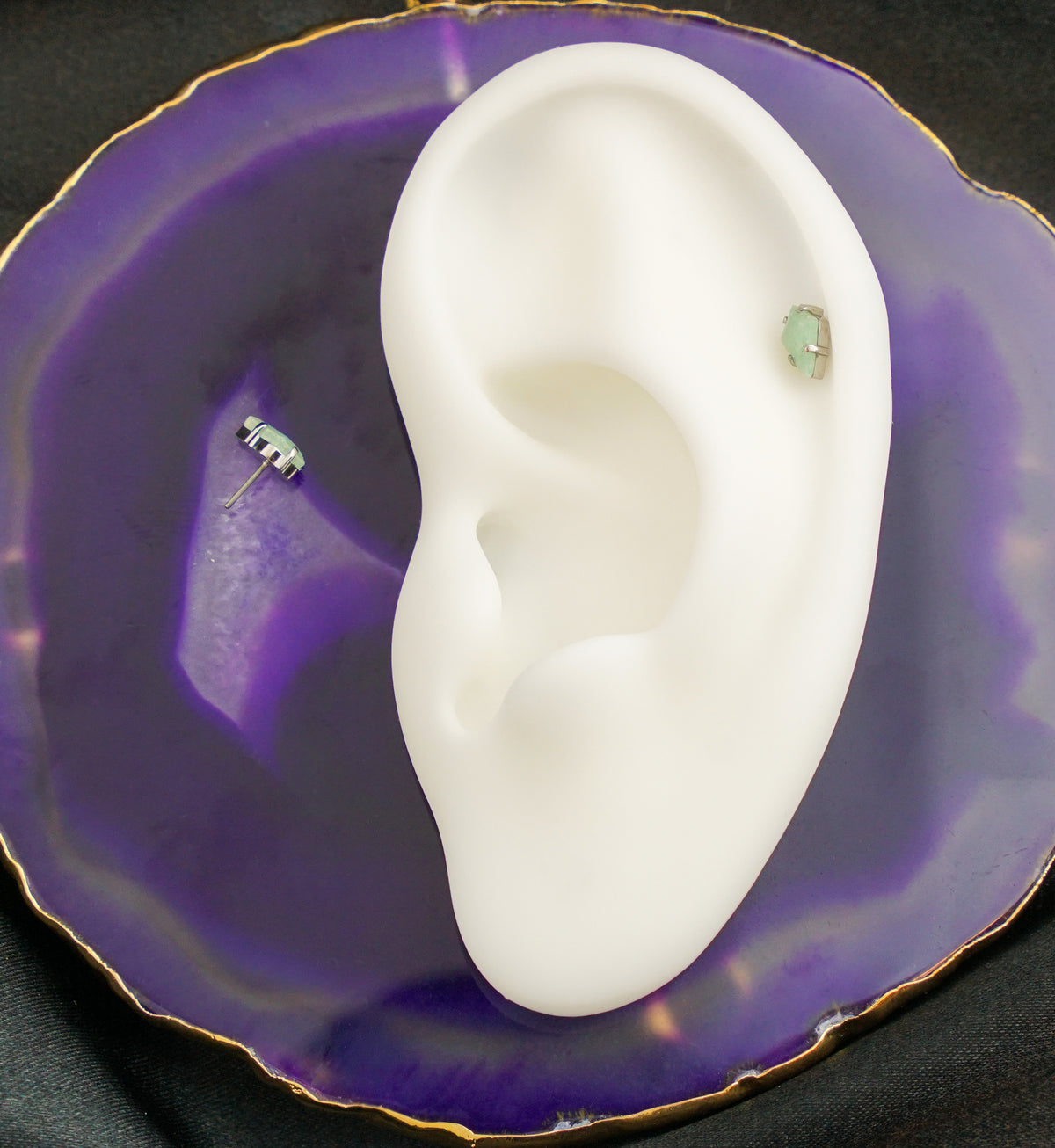 Tetra Aventurine Stone Titanium Threadless Top