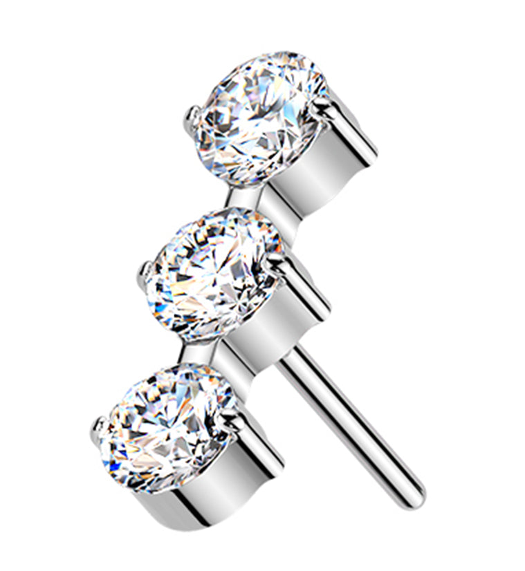 Threefold Clear CZ Titanium Threadless Top