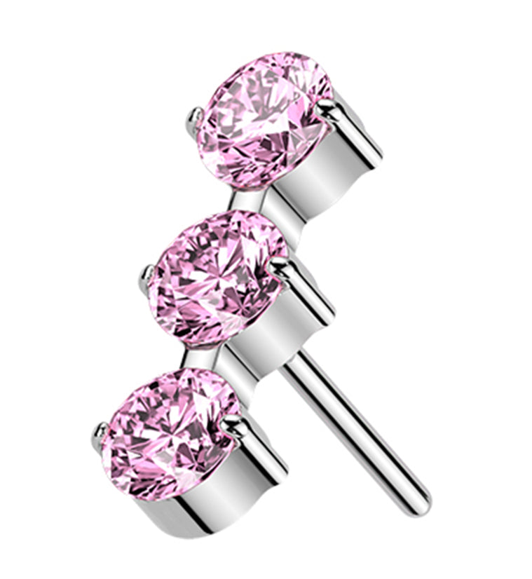 Threefold Pink CZ Titanium Threadless Top