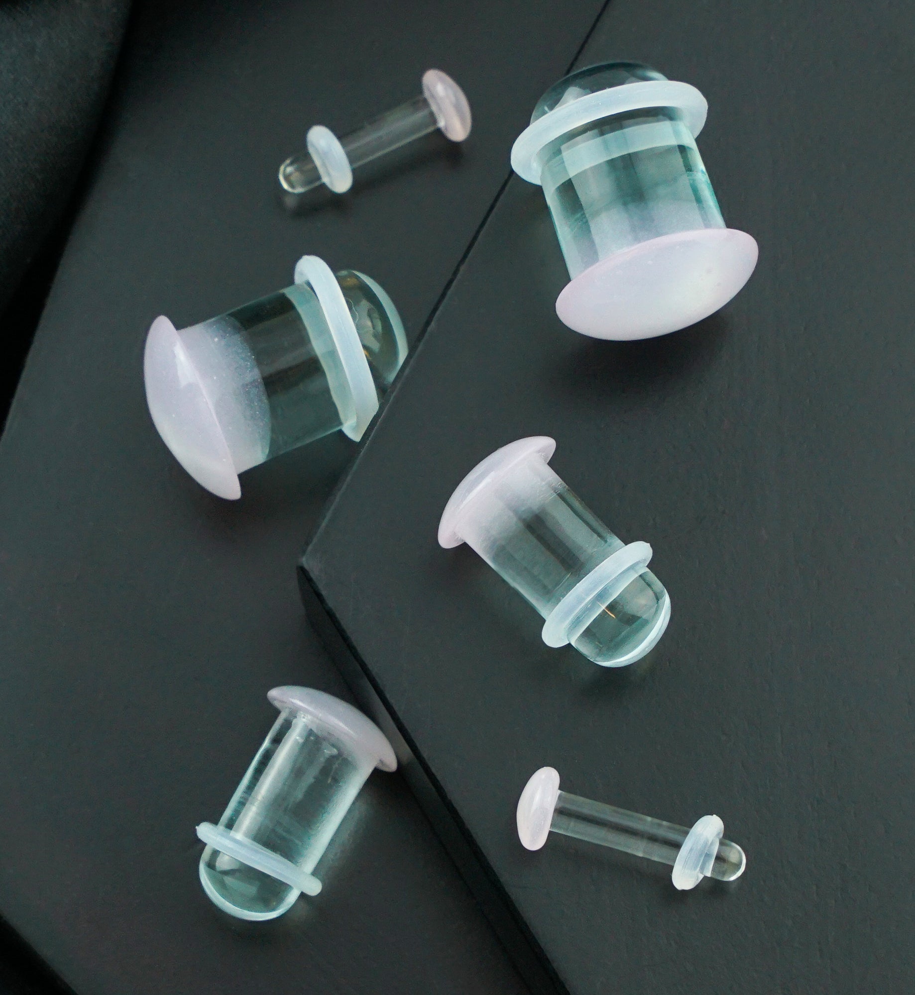 Translucent Pink Color Front Single Flare Glass Plugs