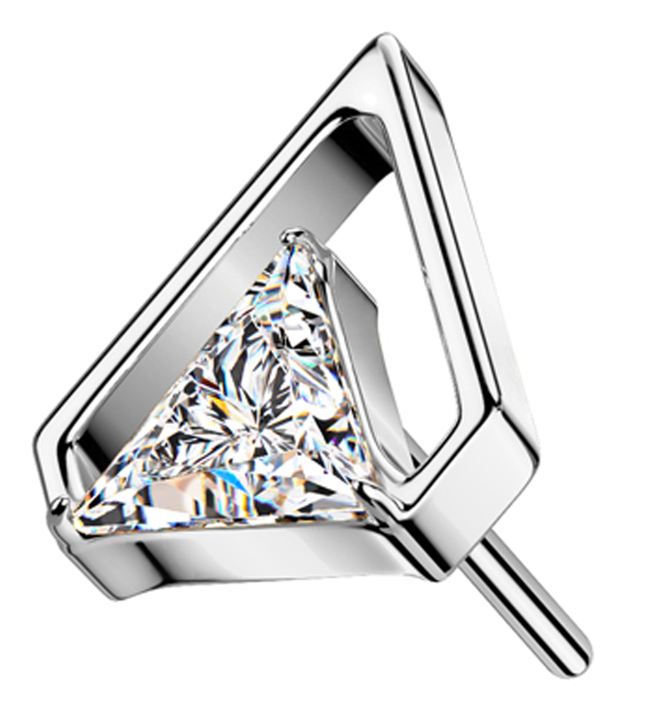 Triangle Chasm Clear CZ Titanium Threadless Top