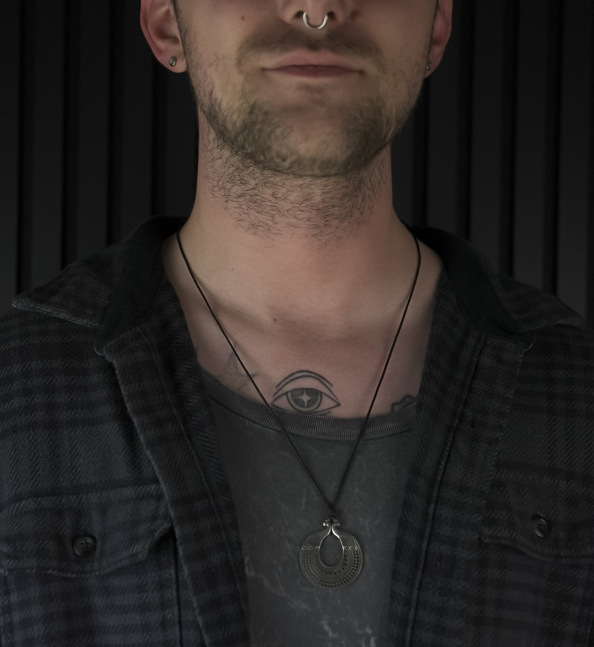 Tribal Disk White Brass Pendant Necklace
