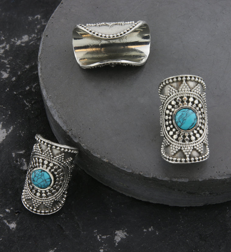 Tribal Howlite Turquoise White Brass Dreadlock Bead