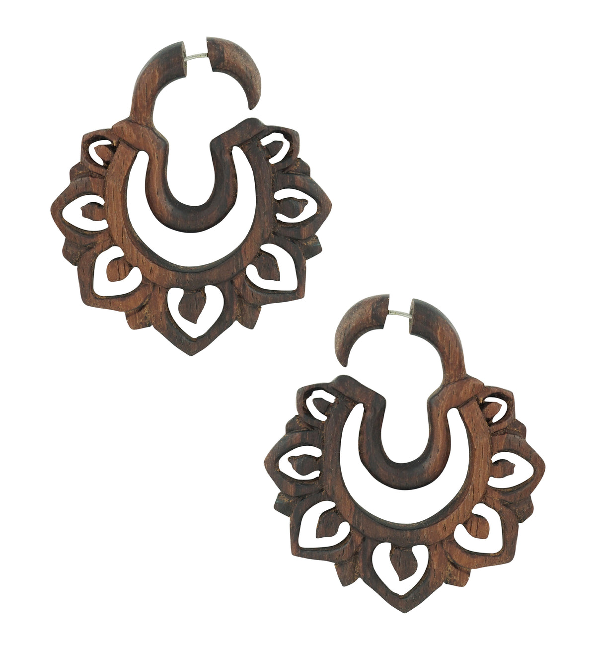 Tribal Spike Wooden Hangers / Fake Gauges Earrings