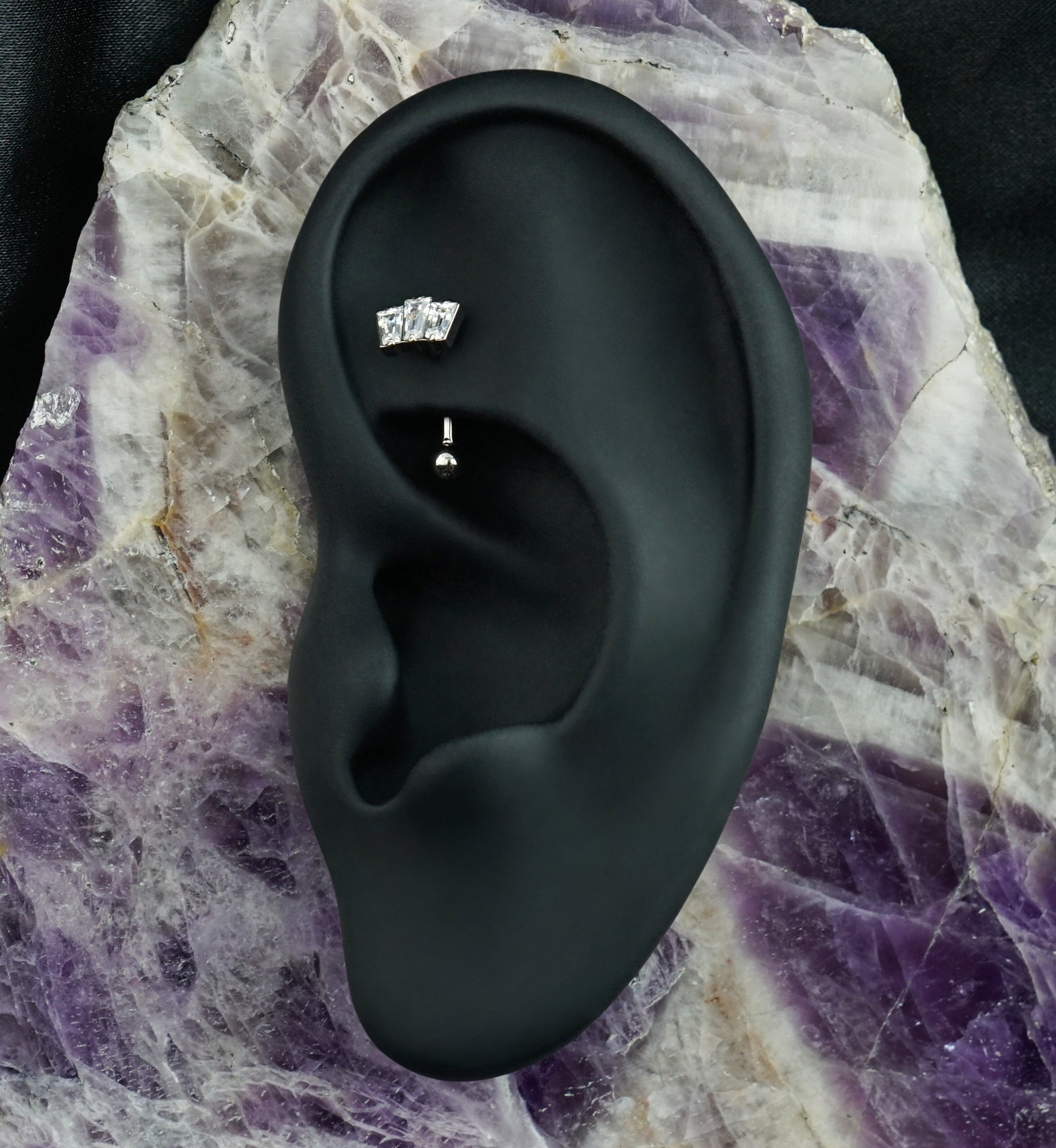 Trinal CZ Titanium Threadless Curved Barbell