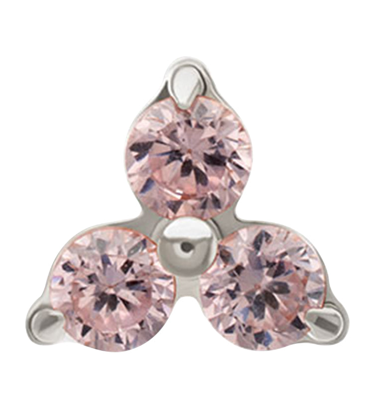 Trine Pink CZ Titanium Threadless Top by Urban Body Jewelry