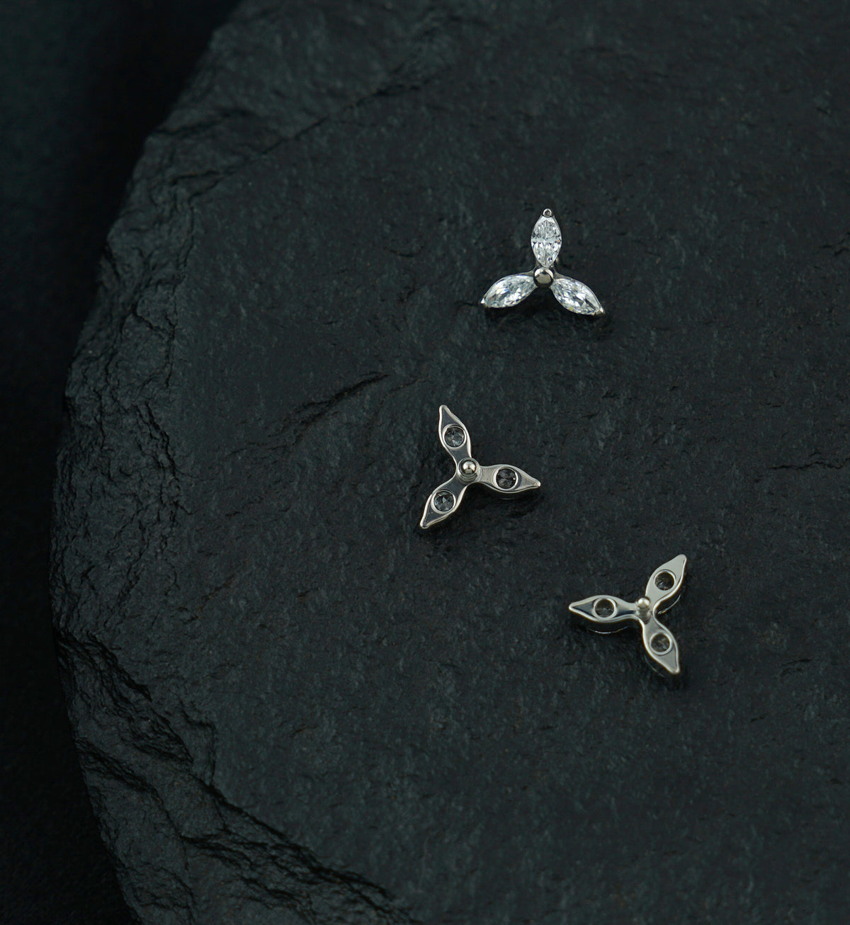 Triple Marquise CZ Titanium Internally Threaded Top