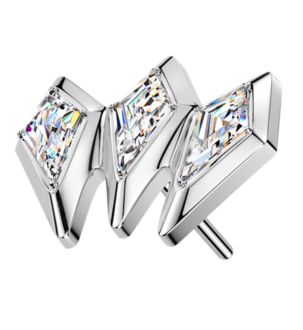 Triple Tetra Clear CZ Titanium Threadless Top