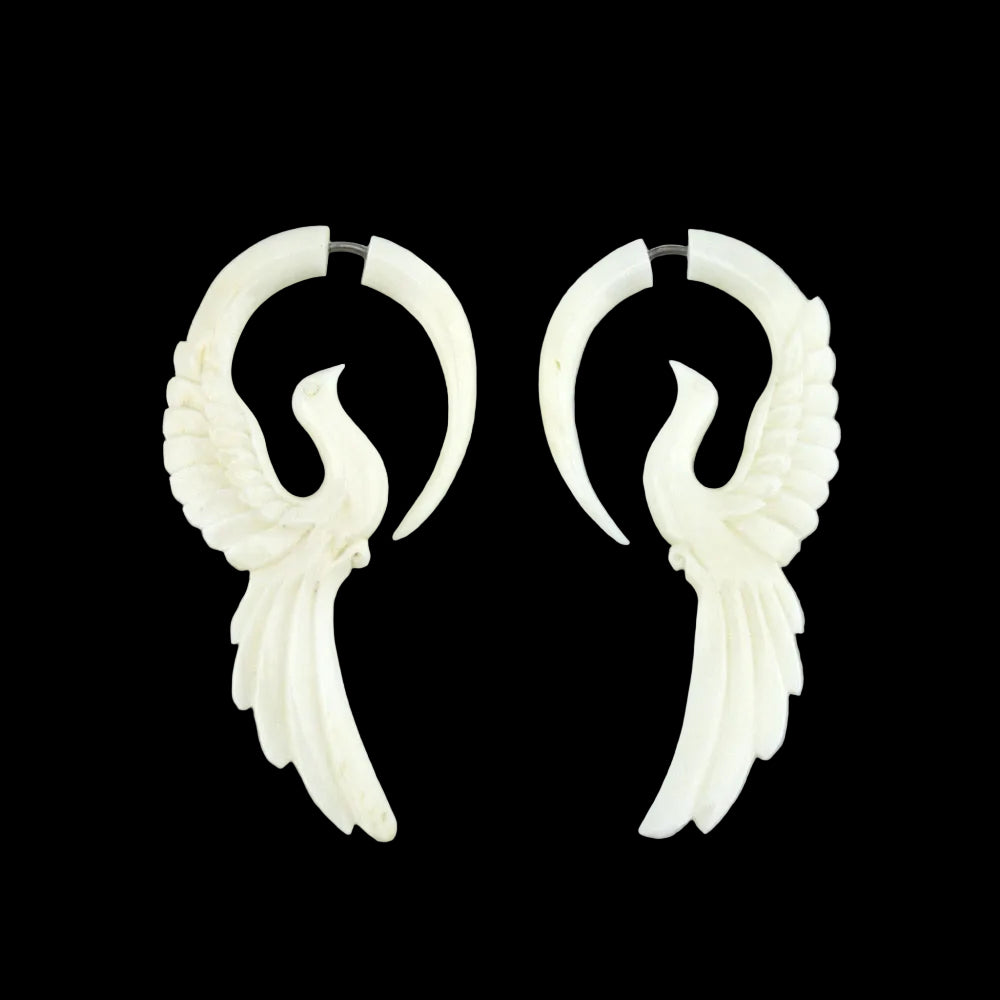 Swallow Bone Hangers / Fake Gauges Earrings