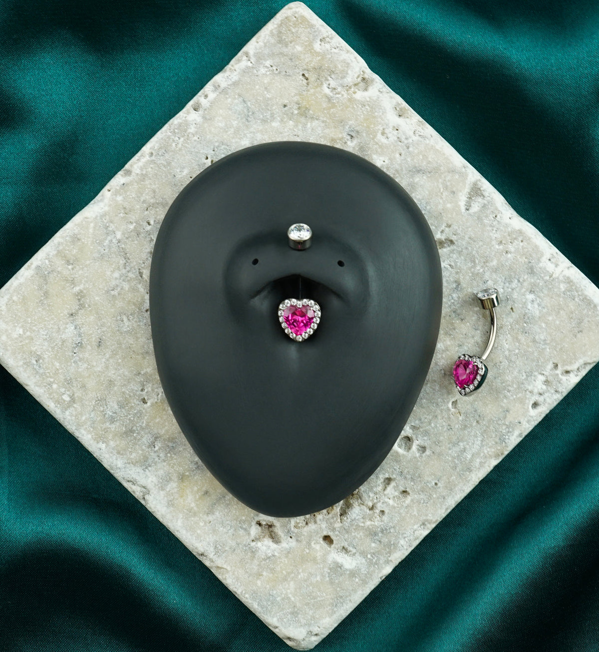 Valentine Heart Ruby CZ Titanium Internally Threaded Belly Button Ring